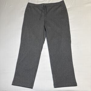 Ann Taylor LOFT Pants Drawstring Gray Pinstriped Staight Leg Size Large NWOT